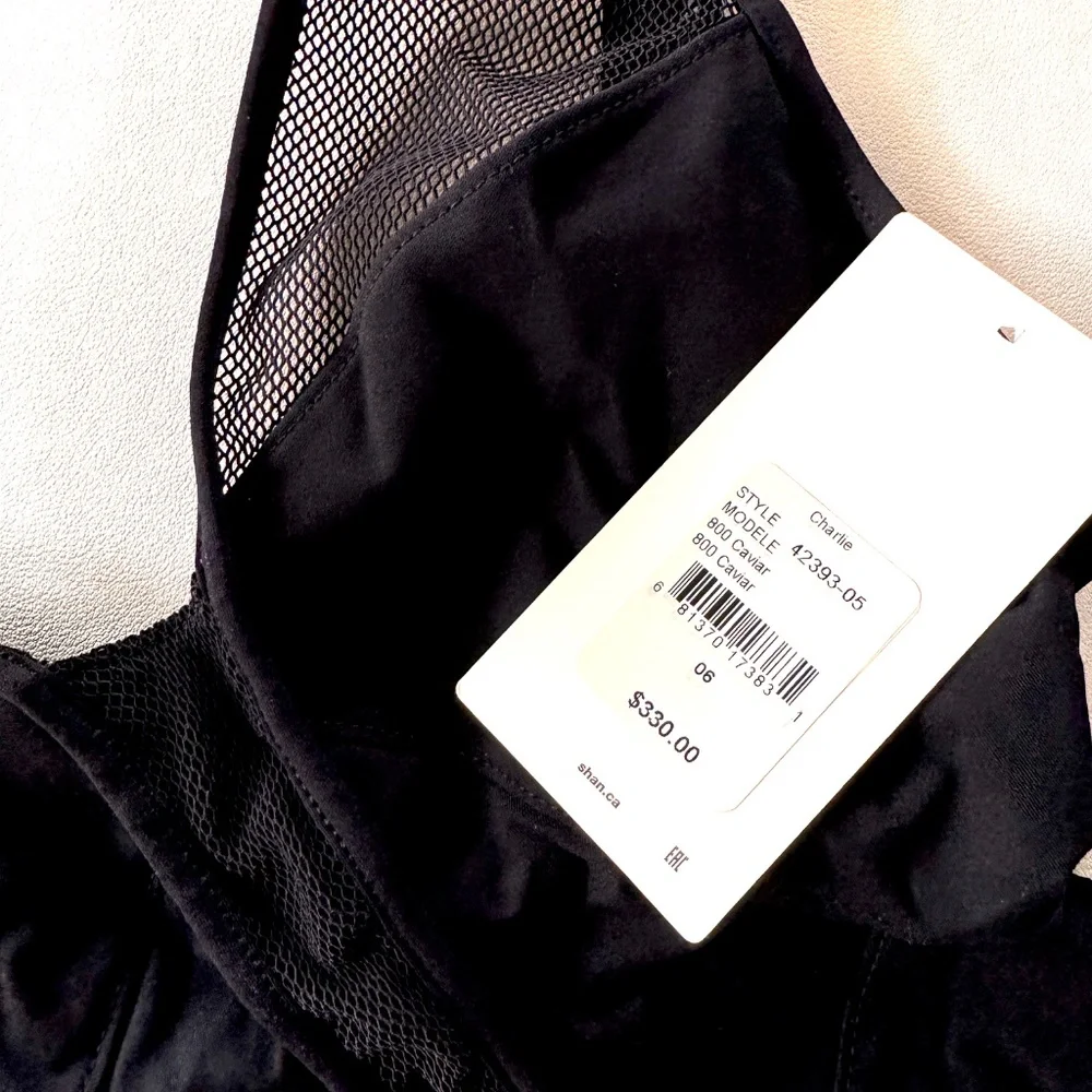 SHAN Black Plunging Neckline One Piece Swimsuit in size US6 New With Tags